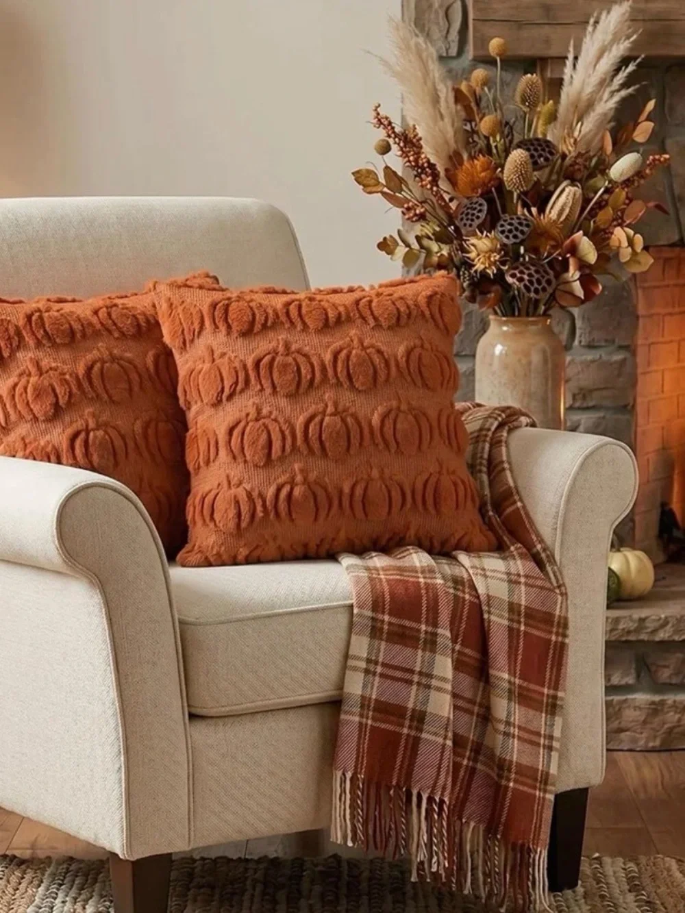 🎃 NEW Pumpkin Fall Throw Pillow Covers Set of 2 – 18x18 Orange Autumn